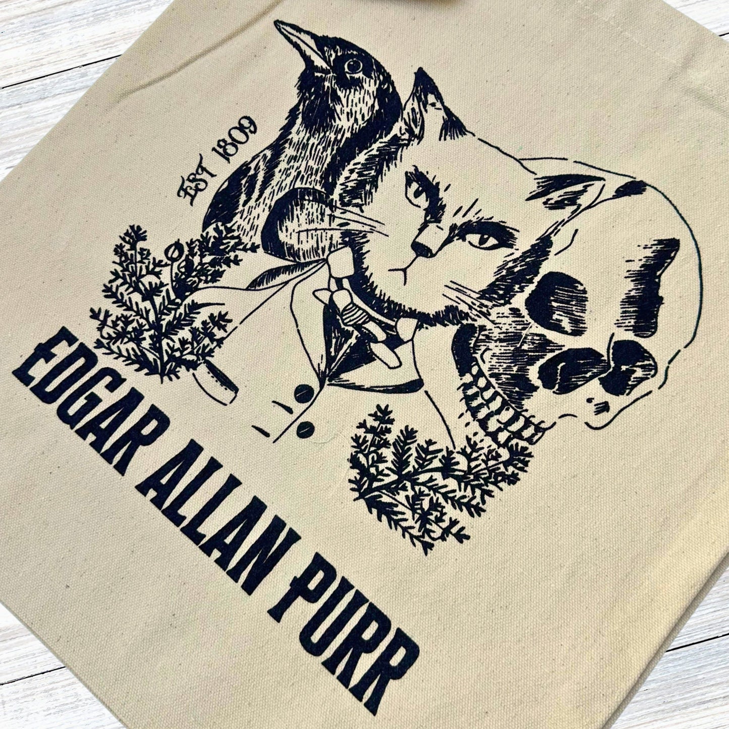 Edgar Allen Purr Fairtrade Organic Shopper Tote Bag