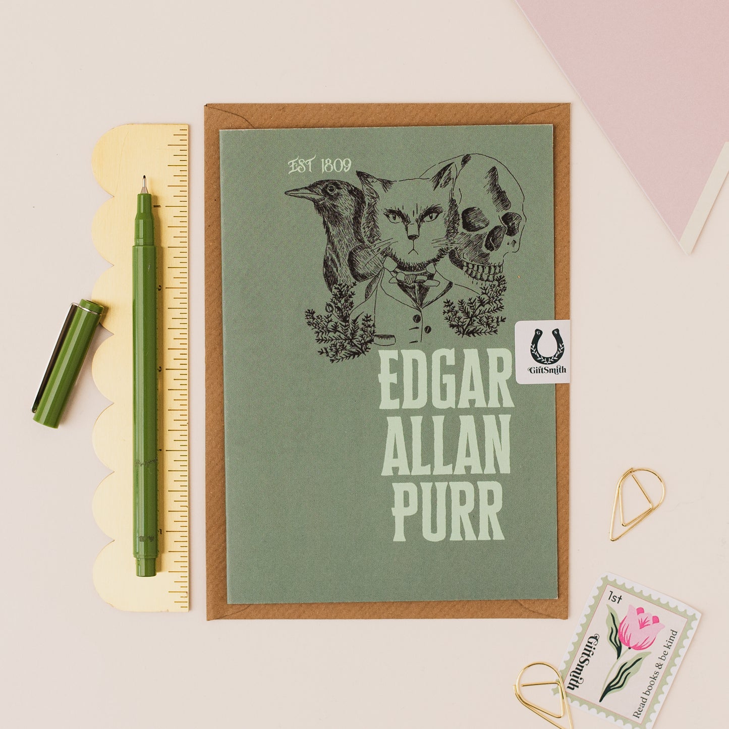 Edgar Allan Purr Cat Lover Greetings Card