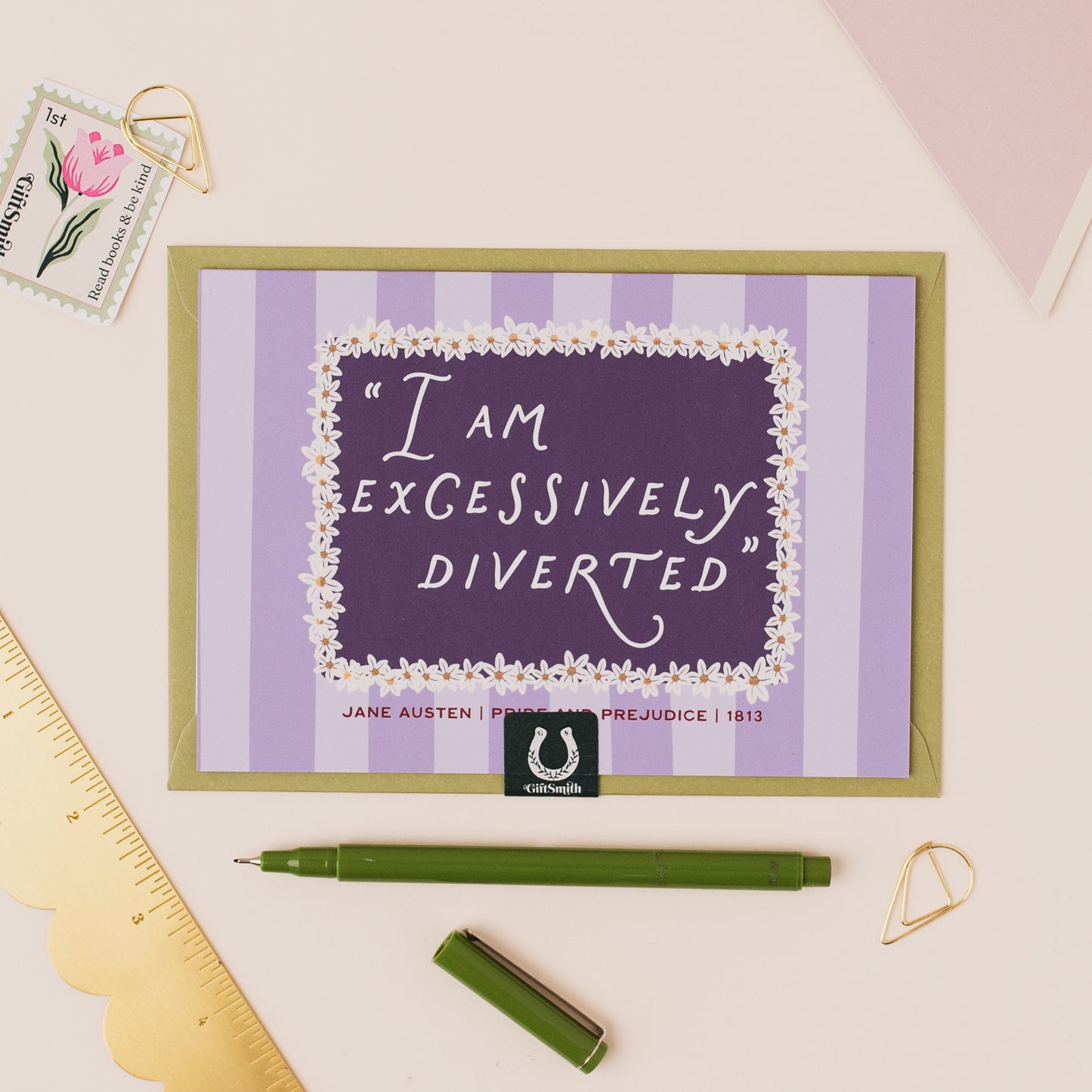 EXCESSIVELY DIVERTED Jane Austen Literary Quote Greetings Card