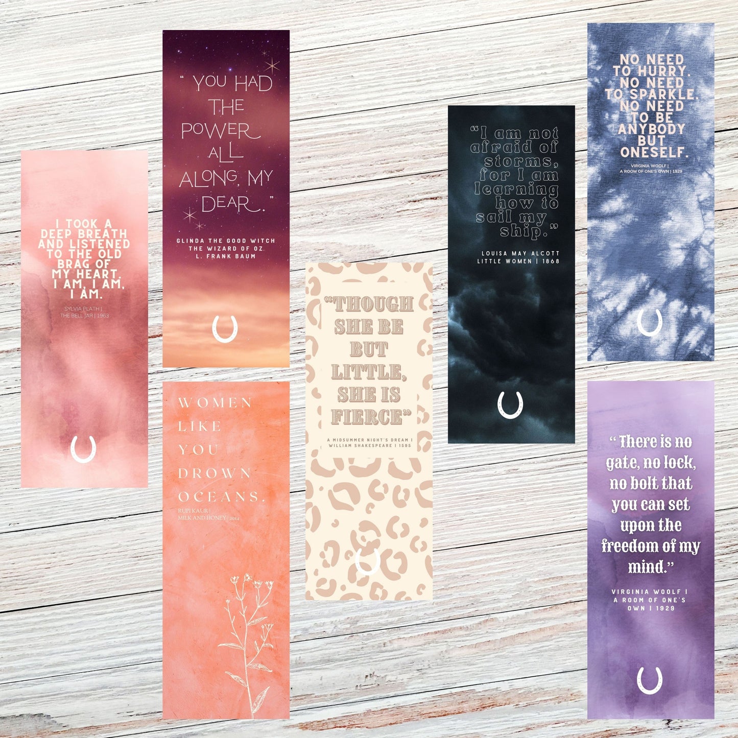 Empowering Feminist Classic Literary Quote Bookmarks - Set of 7