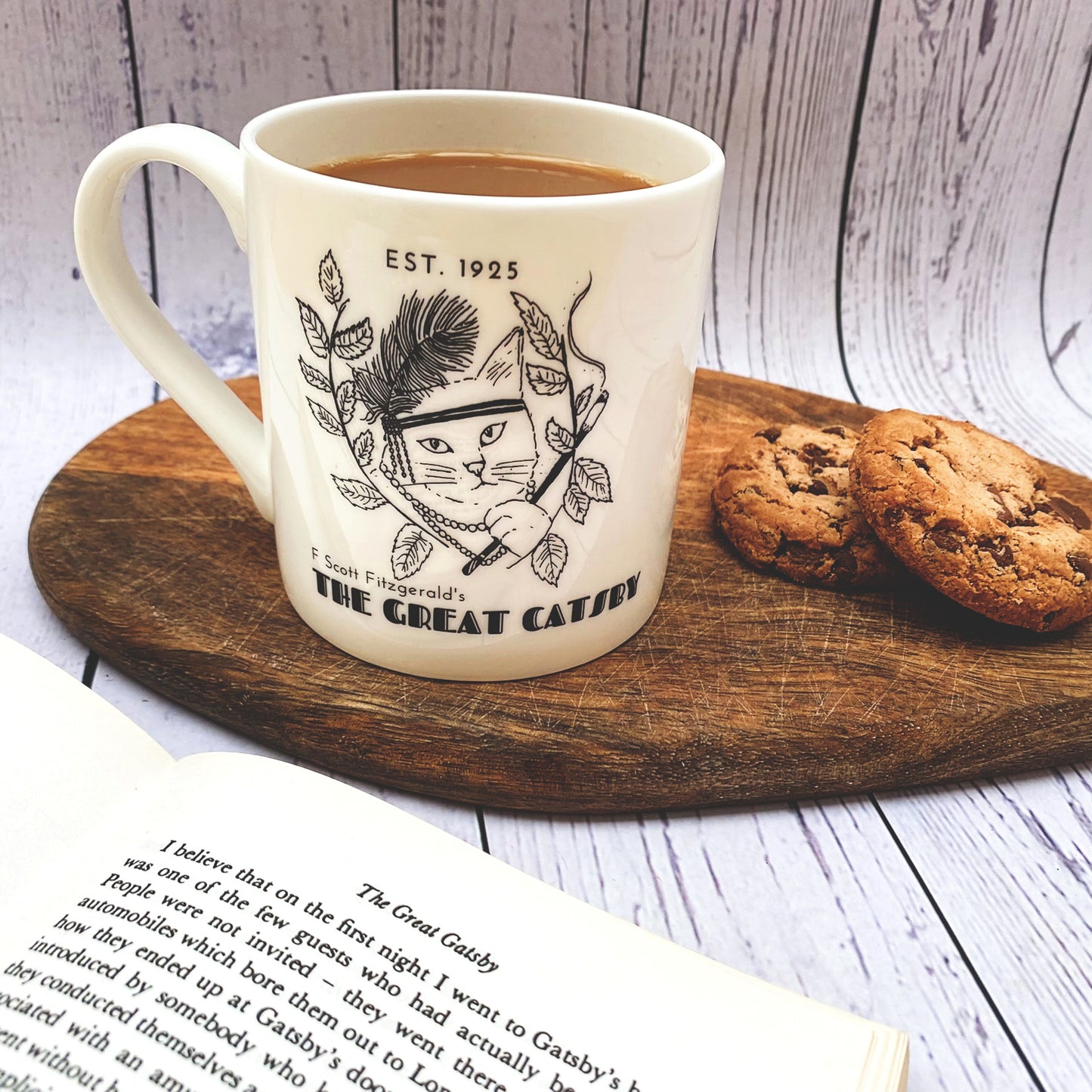 The Great Catsby Literary Cat Bone China Mug