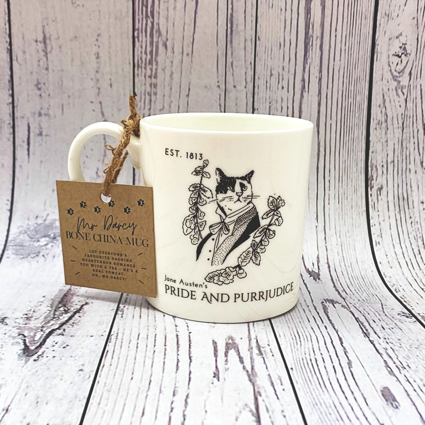 Mr Darcy Pride and Purrjudice Bone China Mug