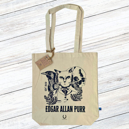 Edgar Allen Purr Fairtrade Organic Shopper Tote Bag
