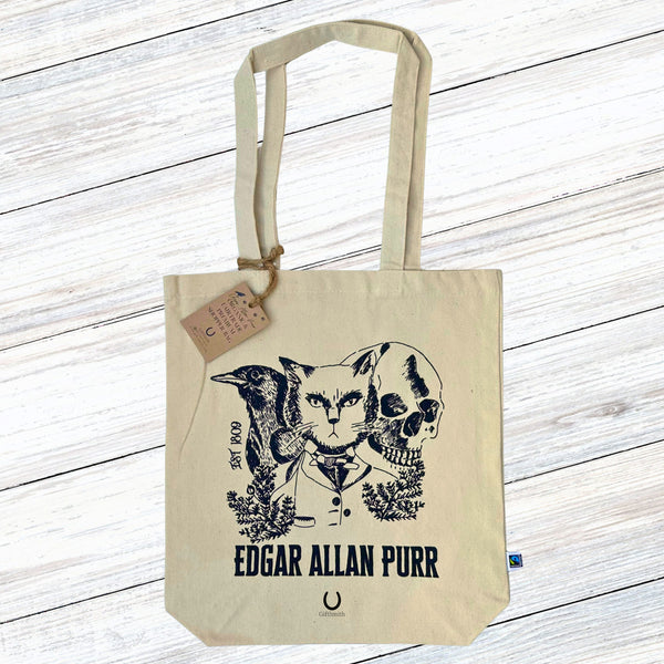 EDGAR ALLAN PURR Fairtrade Organic Shopper Tote Bag