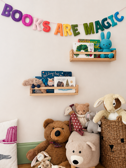 BOOKS ARE MAGIC Decorative Rainbow Felt Garland