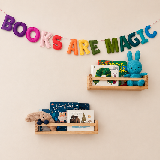 BOOKS ARE MAGIC Decorative Rainbow Felt Garland