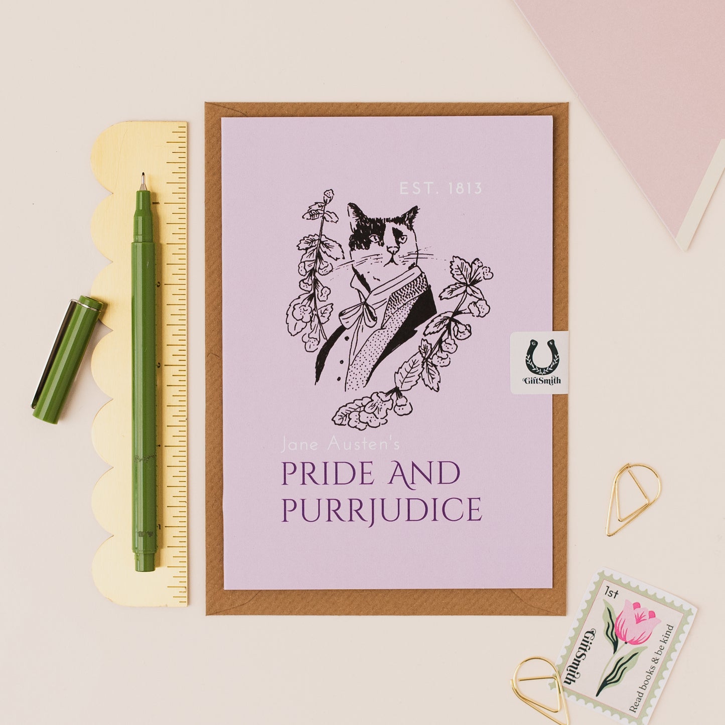 Pride and Purrjudice Cat Lover Greetings Card