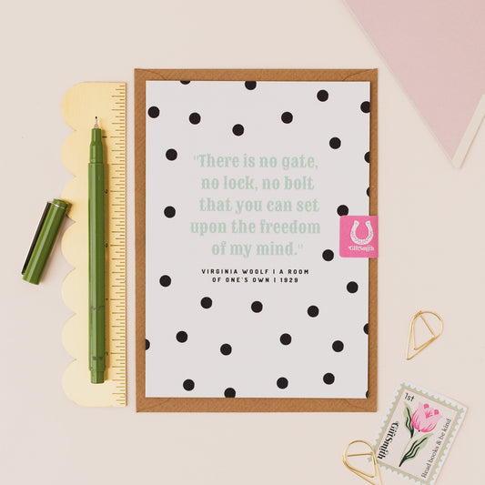 Virginia Woolf Empowering Feminist Turquoise Quote Greetings Card