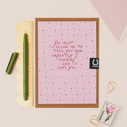 Pride and Prejudice Jane Austen Romantic Greetings Card