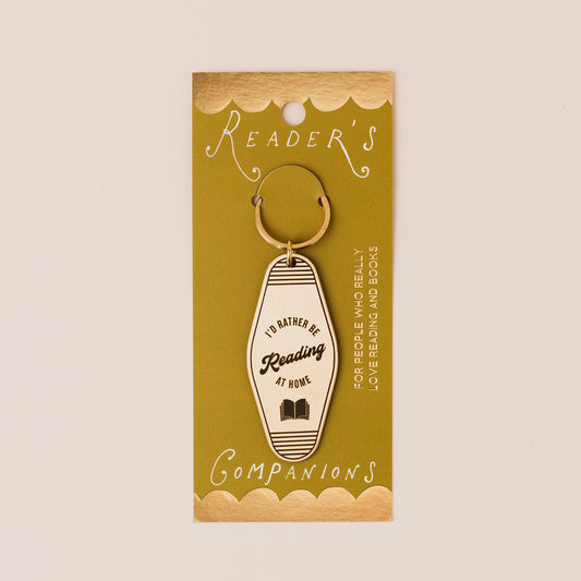 I'D RATHER BE READING AT HOME Reader's Companions Solid Brass Book Lover Keyring