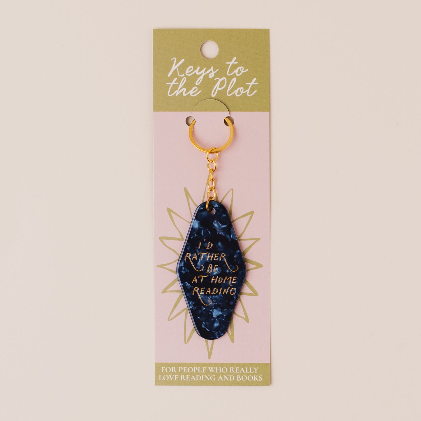 I'D RATHER BE AT HOME READING Book Lover Motel Keyring