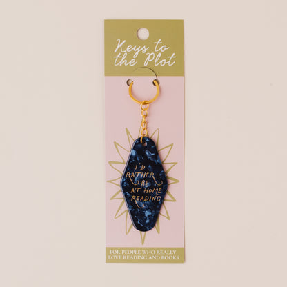 I'D RATHER BE AT HOME READING Book Lover Motel Keyring