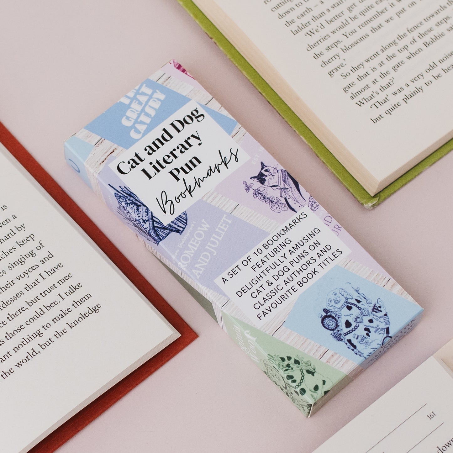 Literary Pun Cat and Dog Bookmarks - Set of 10