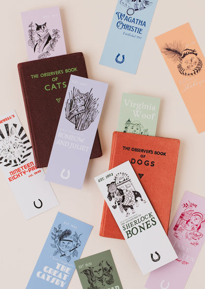 Literary Pun Cat and Dog Bookmarks - Set of 10