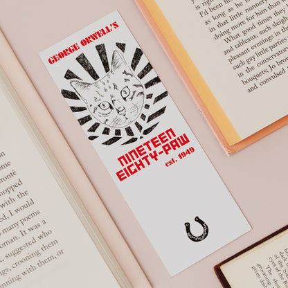 Nineteen Eighty-Paw Literary Pun Cat Bookmark