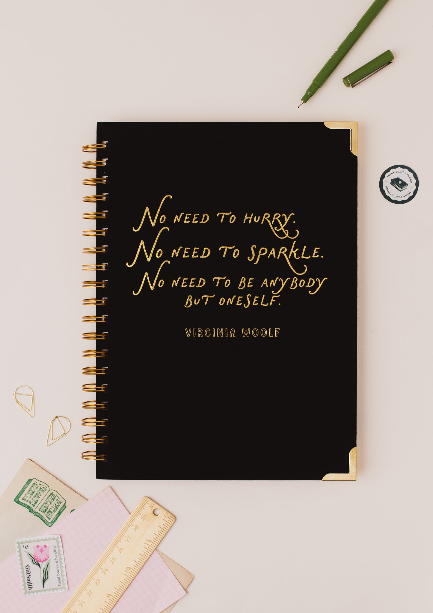 VIRGINIA WOOLF Literary Quote Linen Spiral Notebook