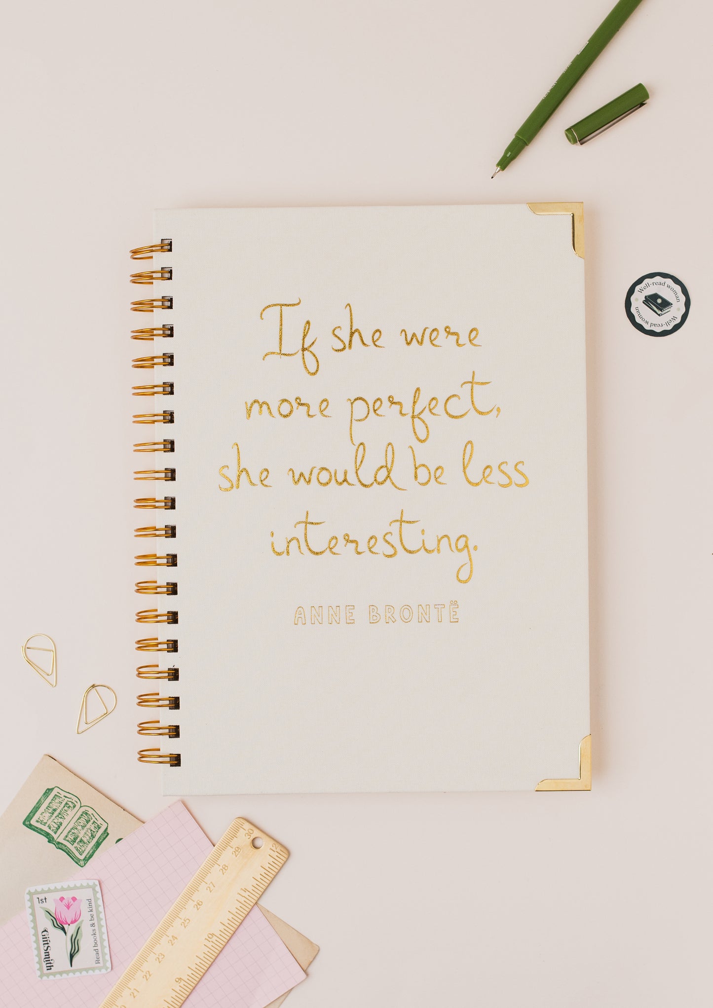 Anne Brontë Literary Quote Linen Spiral Notebook