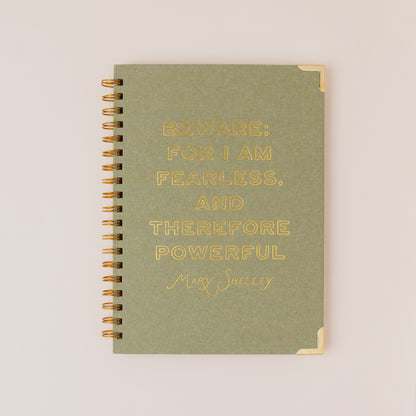 Mary Shelley Literary Quote Linen Spiral Notebook