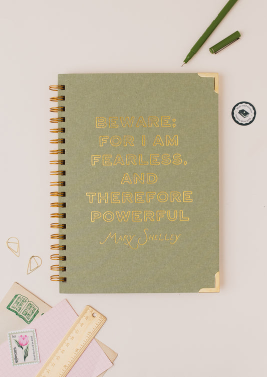 Mary Shelley Literary Quote Linen Spiral Notebook