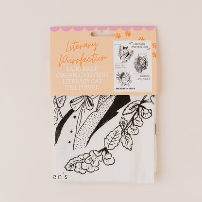 Literary Cat Purrfection Fairtrade Organic Cotton Tea Towel