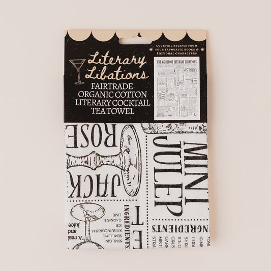 Literary Libations Cocktail Lover Fairtrade Organic Cotton Tea Towel