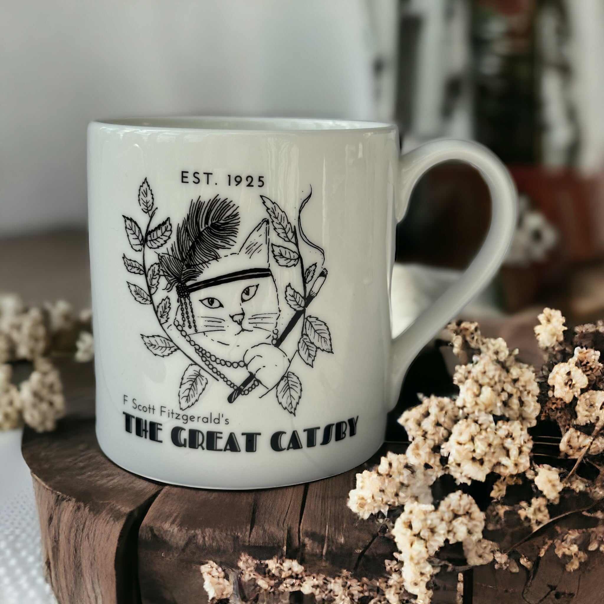 The Great Catsby Literary Cat Bone China Mug