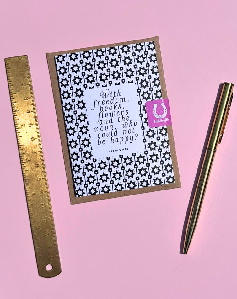 'With freedom, flowers, books...' Oscar Wilde Little Literary Greetings Card