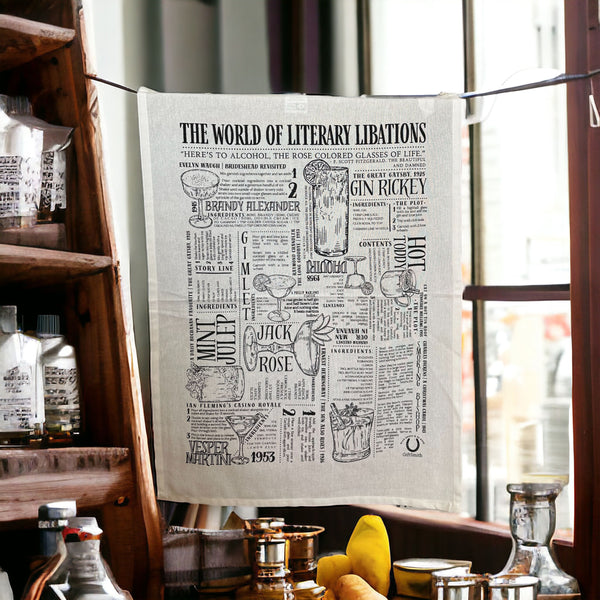 Literary Libations Cocktail Lover Fairtrade Organic Cotton Tea Towel