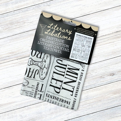 Literary Libations Cocktail Lover Fairtrade Organic Cotton Tea Towel