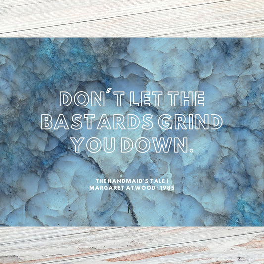 Margaret Atwood Literary Quote Postcard (Blue)