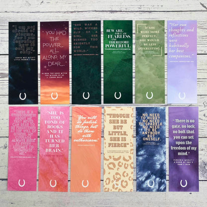Empowering Feminist Literary Quote Bookmarks - Set of 12