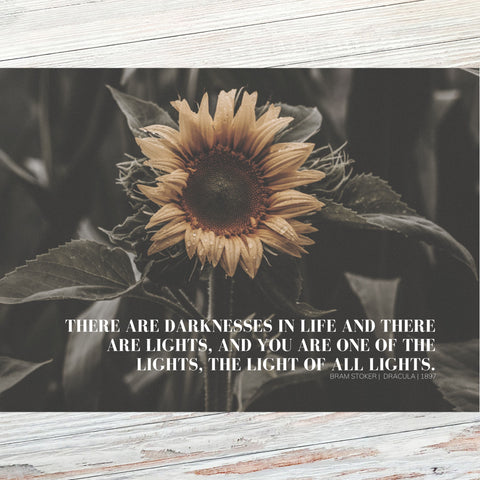 'There are darknesses in life...' Bram Stoker Literary Quote Postcard