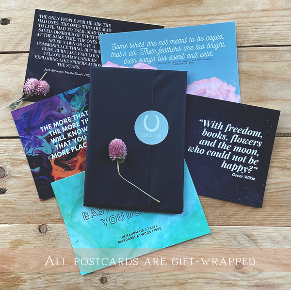 Kerouac, Atwood, Dr Seuss, Wilde, King | Literary Quote Postcards | Set of 5