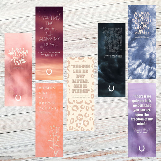 Empowering Feminist Classic Literary Quote Bookmarks - Set of 7