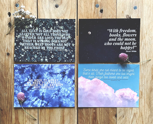 Wilde, Woolf, King, Tolkien | Literary Quote Postcards | Set of 4