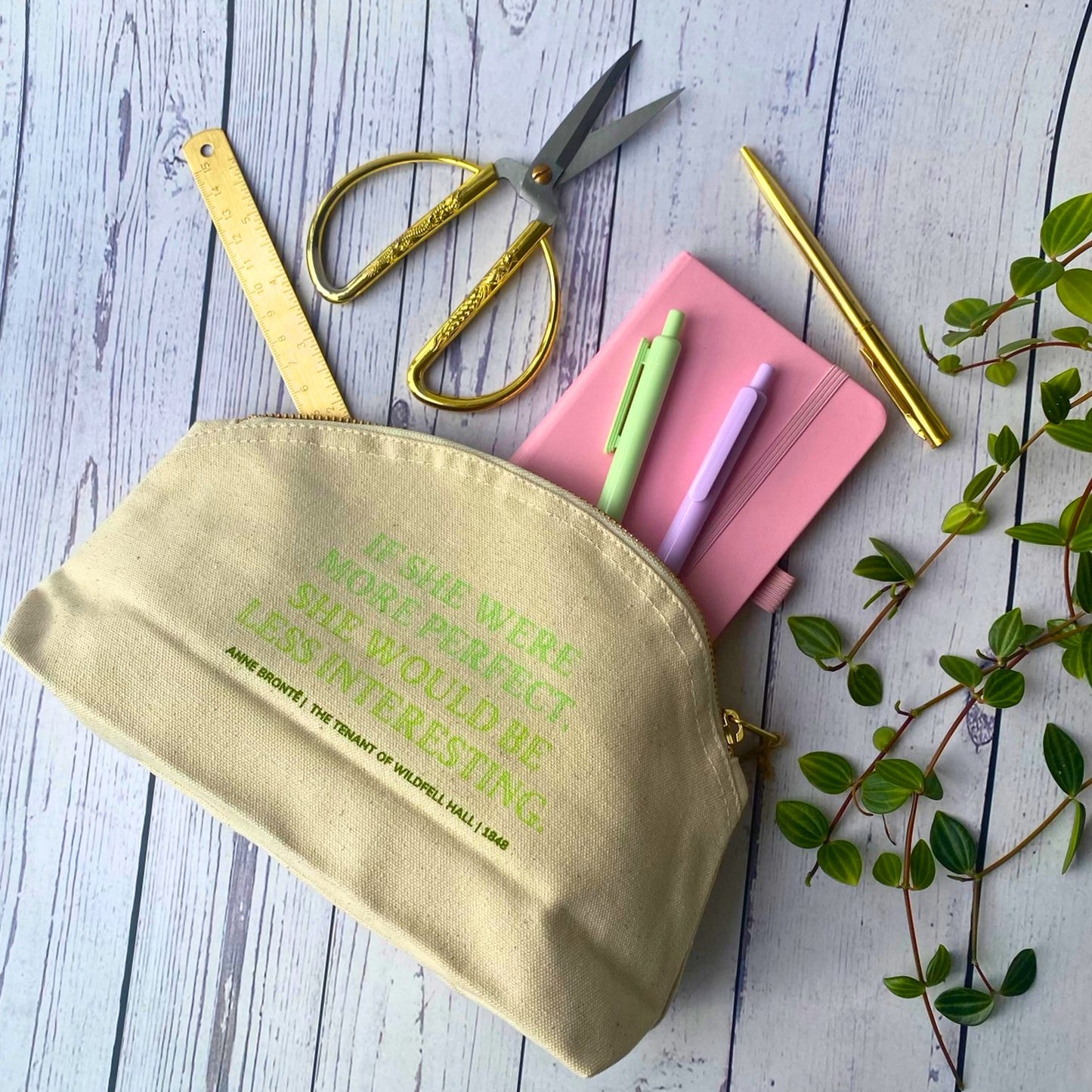 Anne Brontë Fairtrade Organic Cotton Zip Pouch