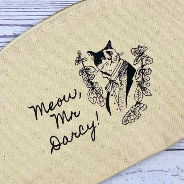 Meow, Mr Darcy! Fairtrade & Organic Cotton Zip Pouch