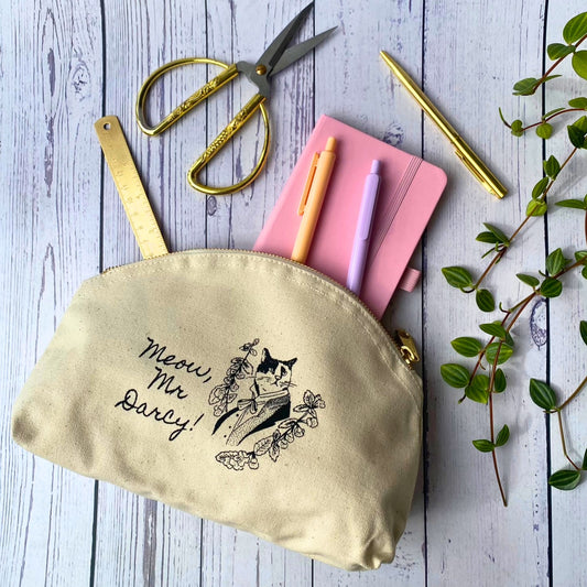 Meow, Mr Darcy! Fairtrade & Organic Cotton Zip Pouch