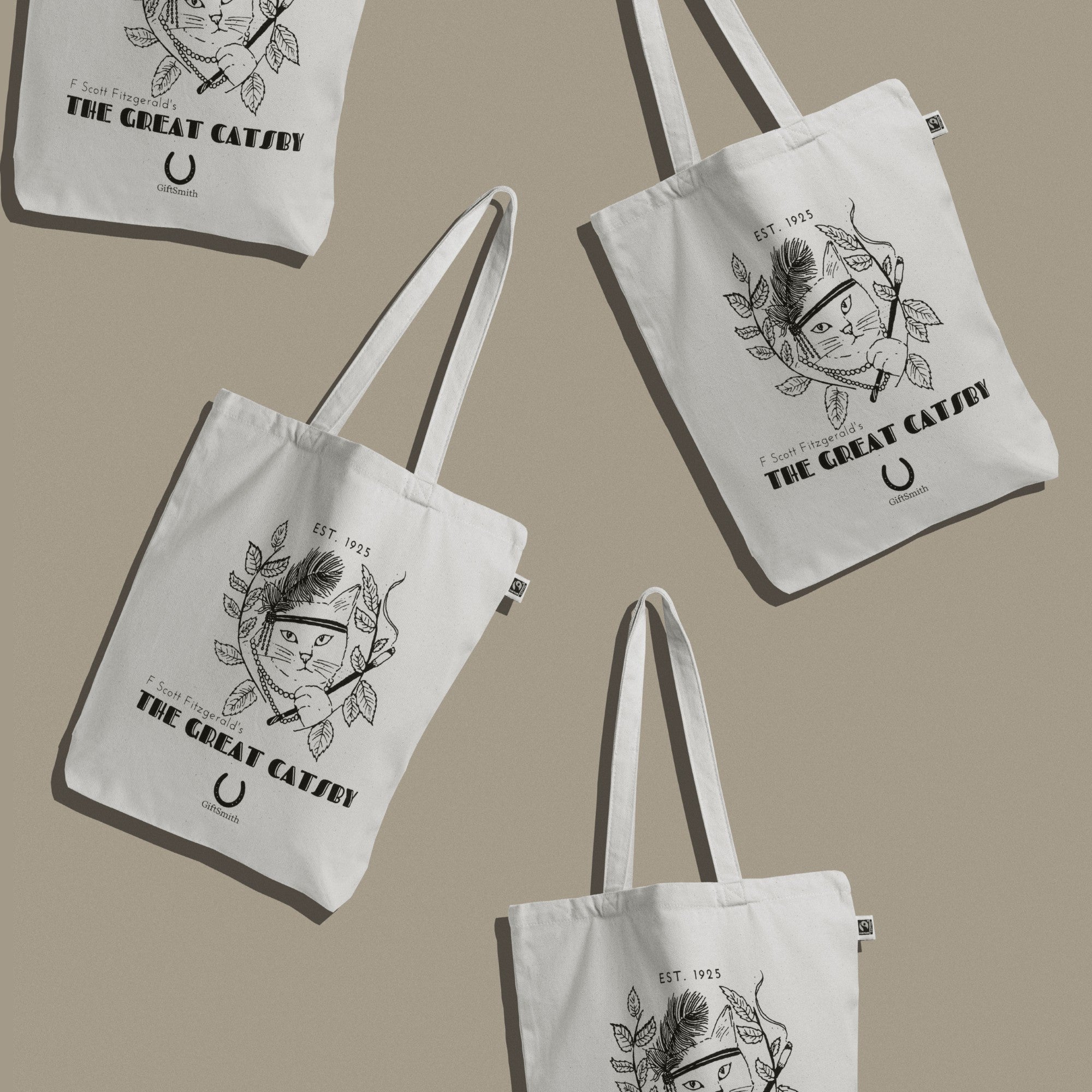GiftSmith: The Great Catsby Fairtrade and Organic Tote Bag